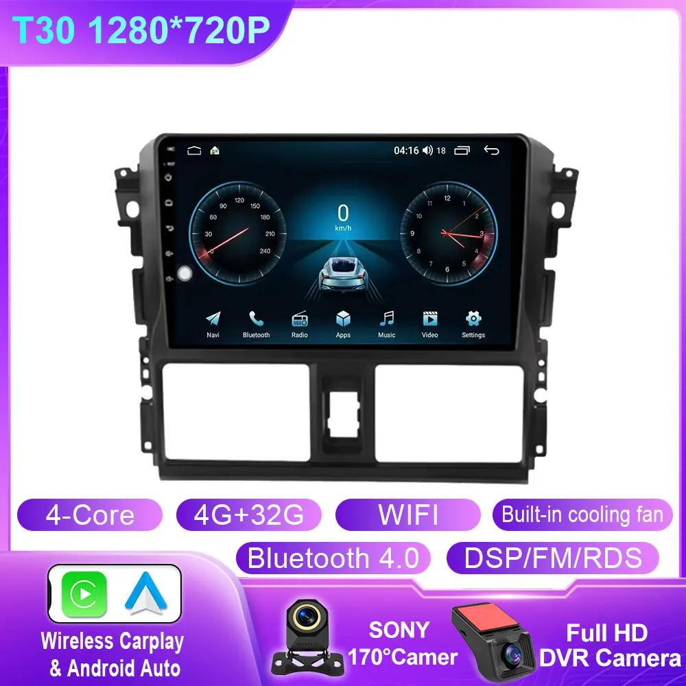 Android 14 Carplay Auto For Toyota Vios Yaris 2013 2014 2015 2016 Car Radio Multimedia Navigation Player Stereo WIFI 4G No 2DIN