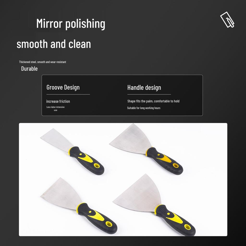 Two-Color Stainless Steel Putty Scraper: Thickened Decorative Shovel and Cleaning Tool