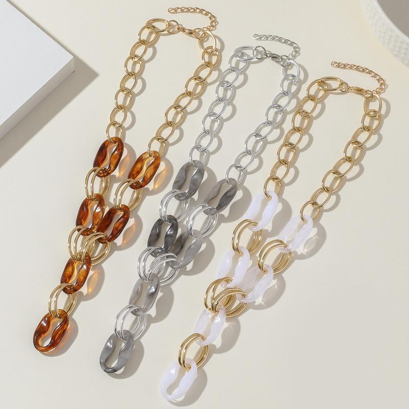 Accessories, Portia Acrylic Metal Necklace, Neck Chain For Women, Exaggerated Hip-Hop Punk Short Necklace.