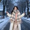 Atmosphere blue coffee plaid scarf women's new warm versatile plaid scarf student couple thickened shawl
