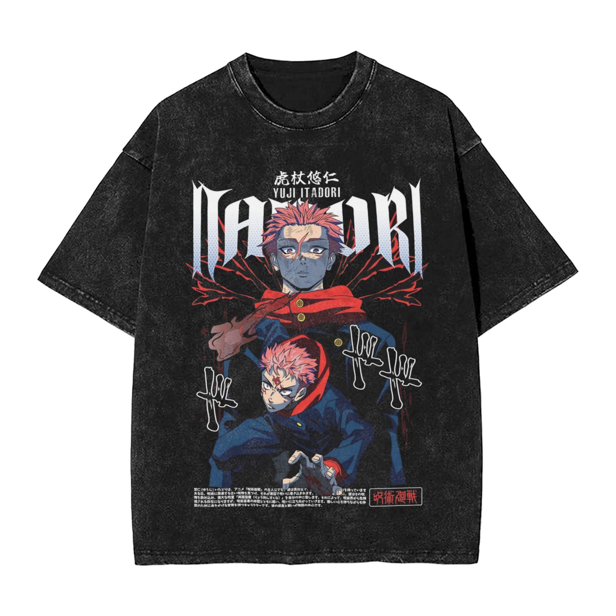 Washed T Shirts RyoUnisex Sukuna JJK Anime Itadori Yuji Hip Hop Vintage TShirt Street JJujutsu KKaisen Streetwear Tee Shirt Unisex S