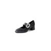 New mid-heel fashion single shoes women's round head non-slip beef tendon sole square heel buckle leather women's shoes wear small leather shoes in 