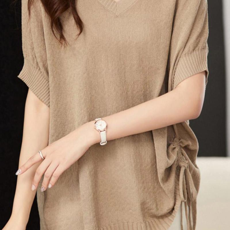 Top for Women Spring Summer Large Size Loose Short Sleeve Knit V-neck Pullover Ice Silk Top
