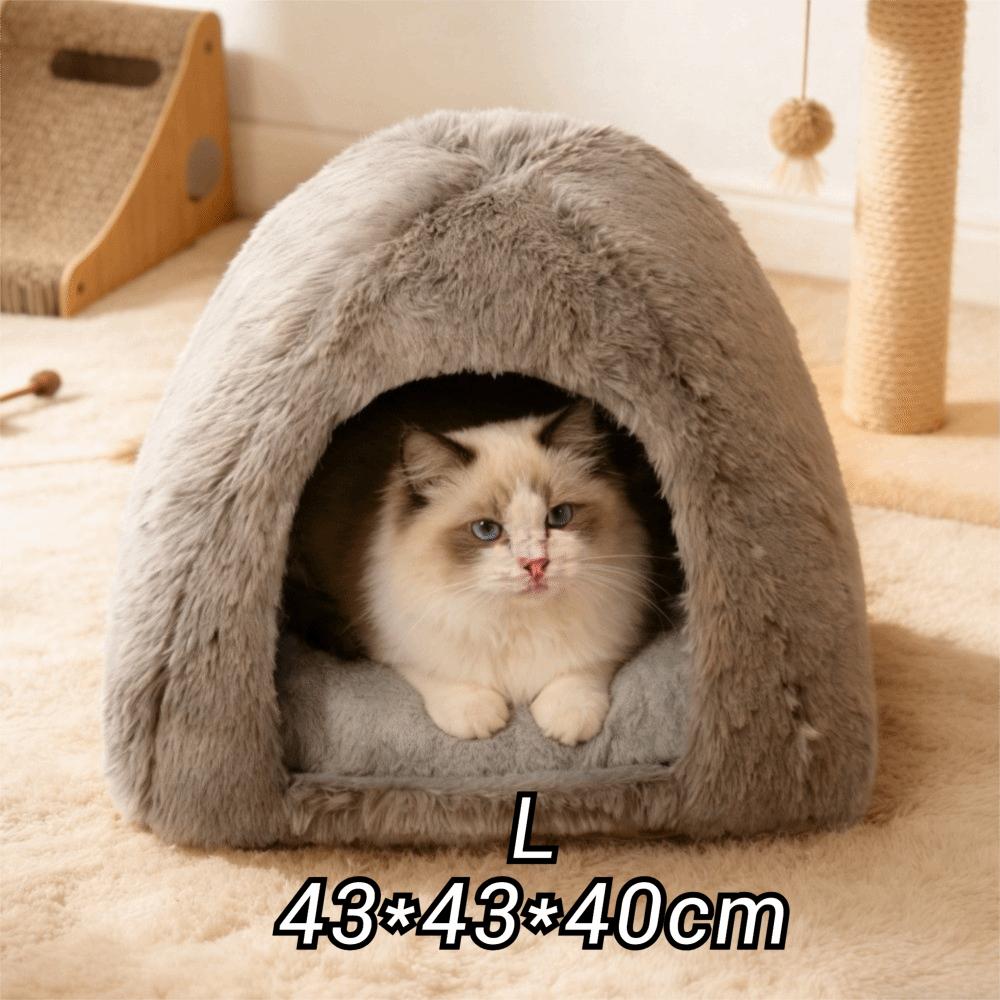 New Flannel Pet Bed Cozy Cave Nest Warm Cat House Soft Pet Mattress Indoor Use