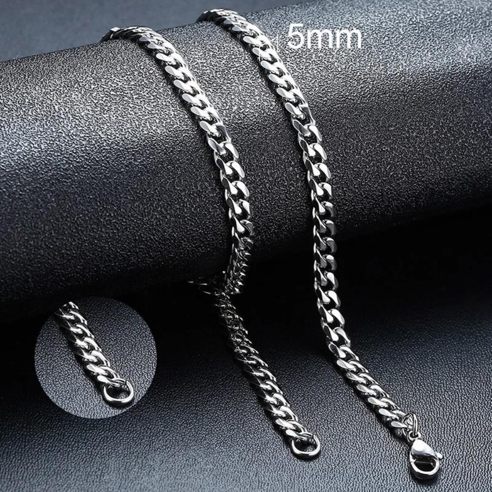 

5/7/9mm Thick Cuban Chain Necklaces for Men Women,Simple Miami Curb Links Collar,Waterproof Stainless Steel Unisex Chain 50cm