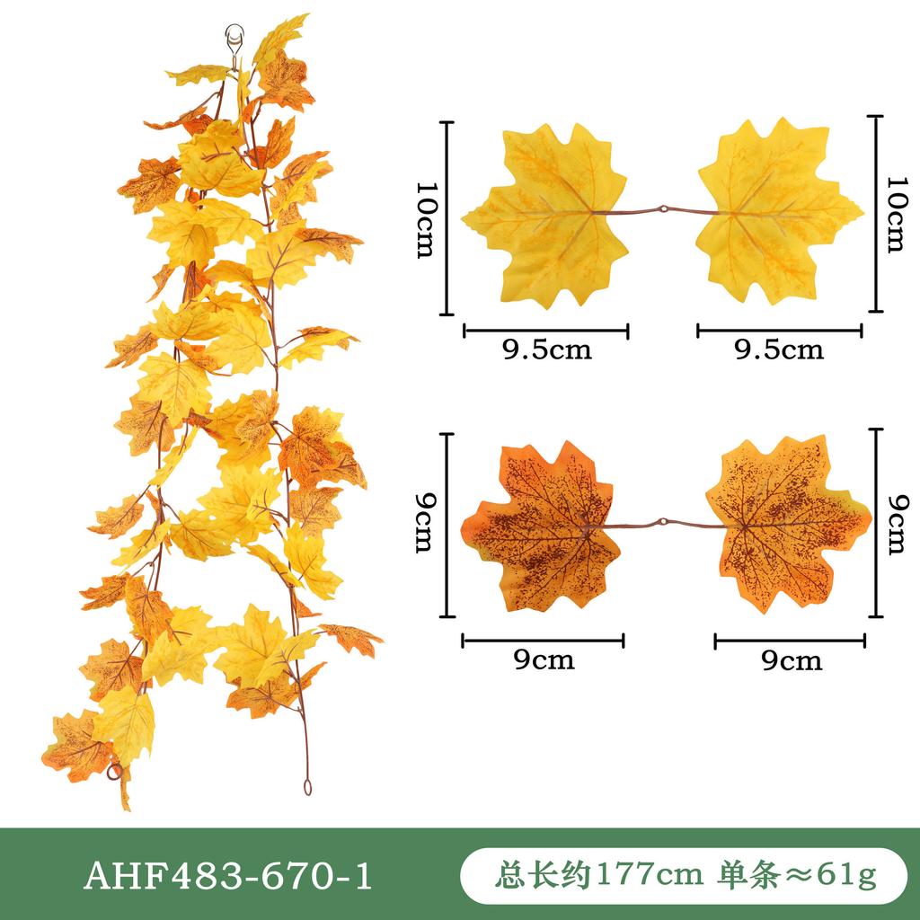 Fancyfamily 1PC Thanksgiving Simulation Maple Leaf Vine Wall Hanging Festival Home Decoration