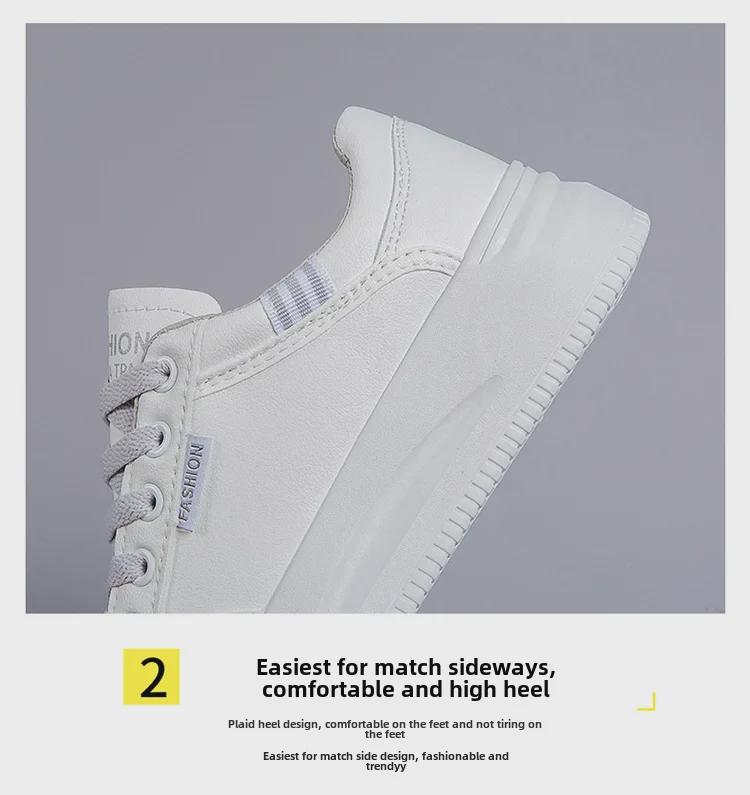 Dames 2025 Lichtgewicht Witte Leren Hoogteverhogende Sportieve Casual Schoenen - Ademend Zachte Dikke Zool voor Lente & Herfst