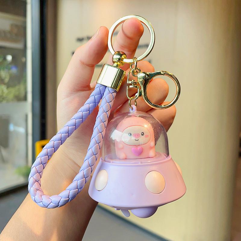 

Multicolor Delightful Pig Projection Light Keychain Cute Plastic Gift Keyring фиолетовый