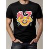 European Sizes Men' Vintage 6 7 Emoticon Meme T-Shirt - Retro Loose Fit Graphic Tee with Number 6 & 7 Design,