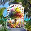 1 peça Pote de Conserva de Parede Arte Viva Vibrante com Design de Habitat de Borboleta Árvore Fantasia da Vida Pingente, Estilo Vidro Colorido Apanhador de Sol