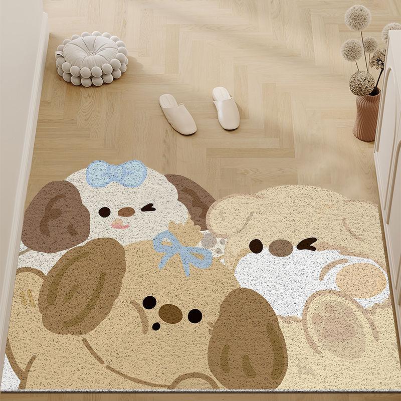 Cartoon silk circle entry door floor mat, entrance entrance entrance porch foot pad, fresh household soil rubbing mud pad