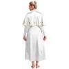 Womens Metallic Trim Church Choir Robe Stand Collar Long Sleeve Button Loose Dress