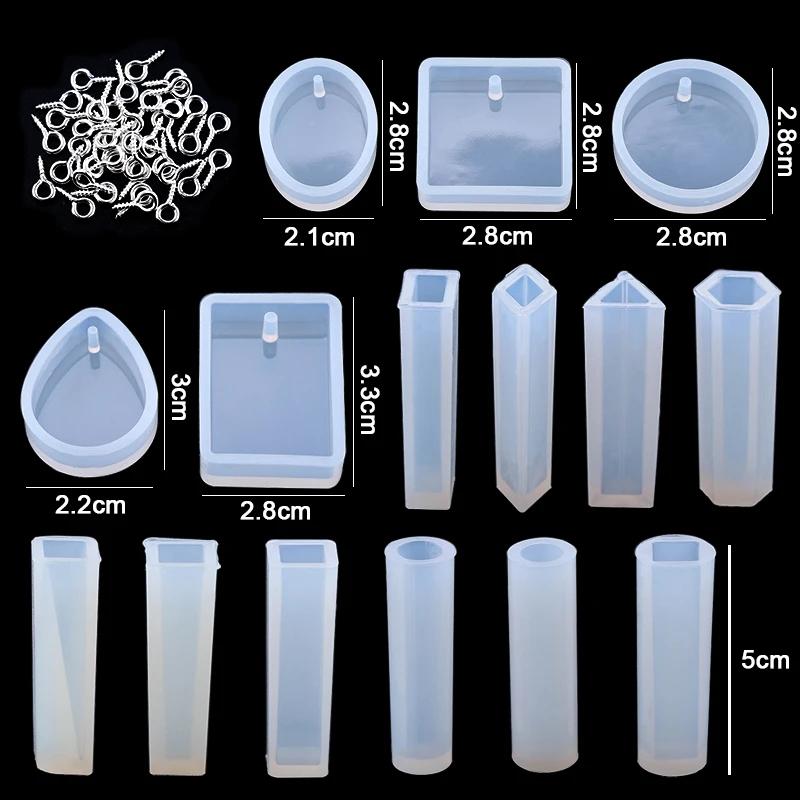 Resin Molds Silicone Kit with Epoxy Resin Supplies Dried Flowers Earring Hooks Foil Flakes Necklace Cord for DIY Jewelry Making