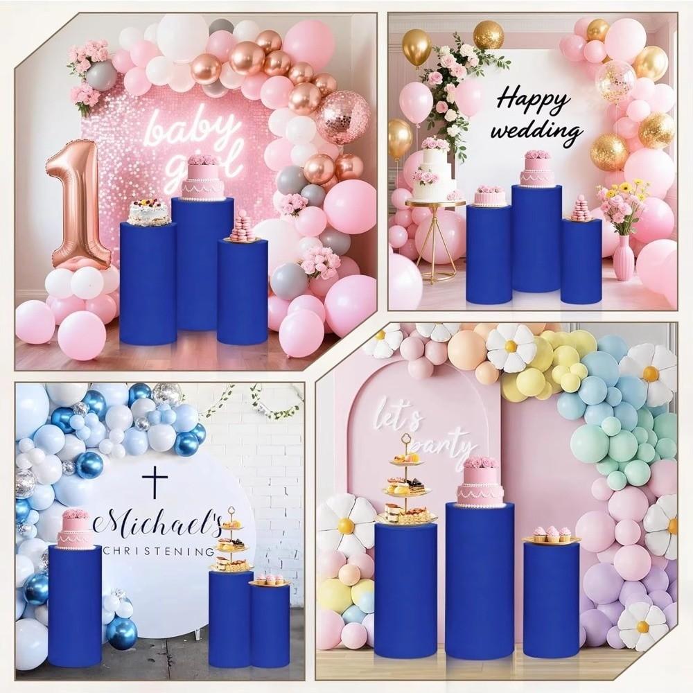 Polyester Desserts Tablecloth Reusable Party Wedding Decor DIY Cylinder Cover Cake Column Backdrop