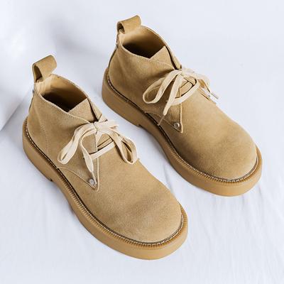 Botas Casuais de Couro Genuíno Masculinas Botas Curtas Retro Britânicas Ferramentas para Exterior Botas do Deserto Clássicos Confortáveis Antiderrapantes Botas de Cano Curto