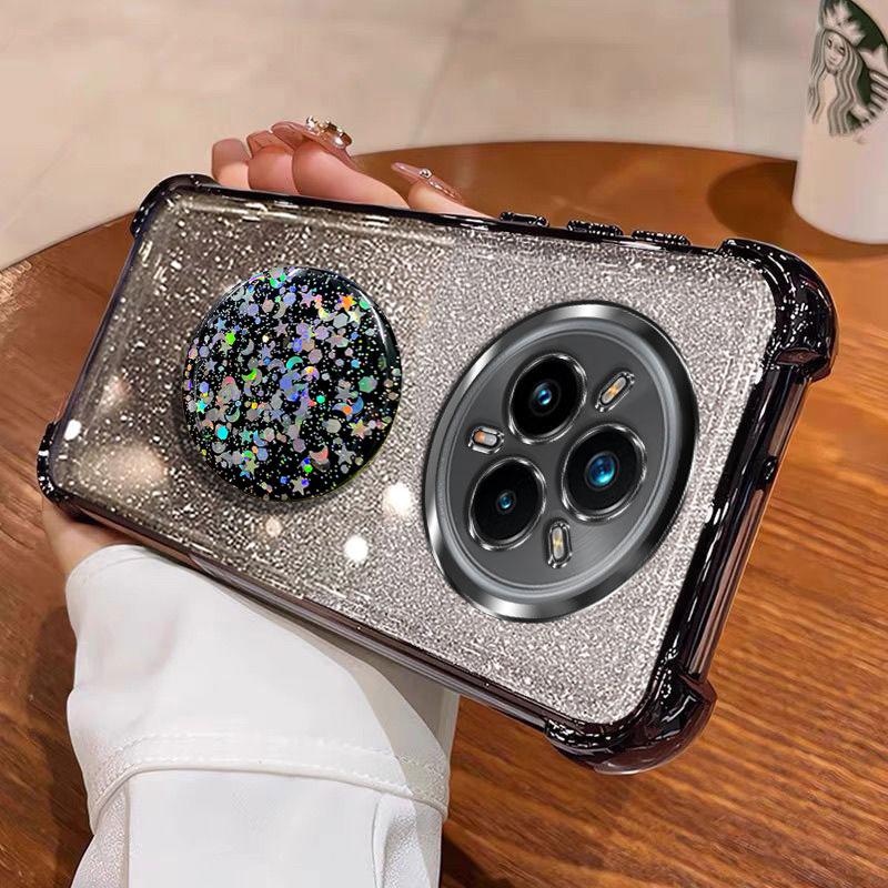 Luxury Shockproof Glitter Holder For Realme14 Pro Ring Case For OPPO Realme 14 Pro Plus 14X C71 C75 With Holder Stand Cover