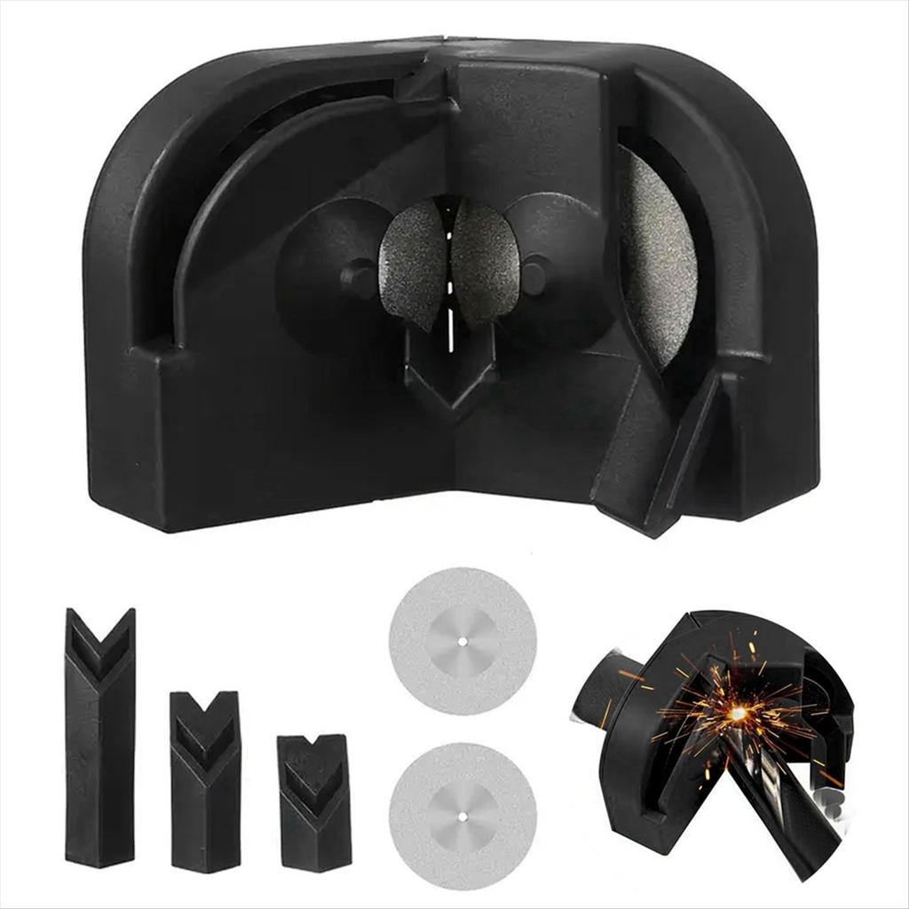 2025+ Black Multi-Functional Drill Bit Sharpener Tool with 6 Pcs Grinding Wheels
