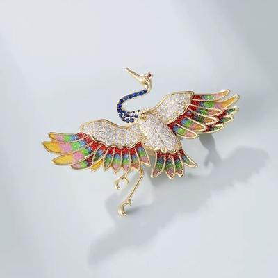 Broche grue de style chinois, accessoire de manteau Hanfu, haut de gamme, classique et élégant, style rétro
