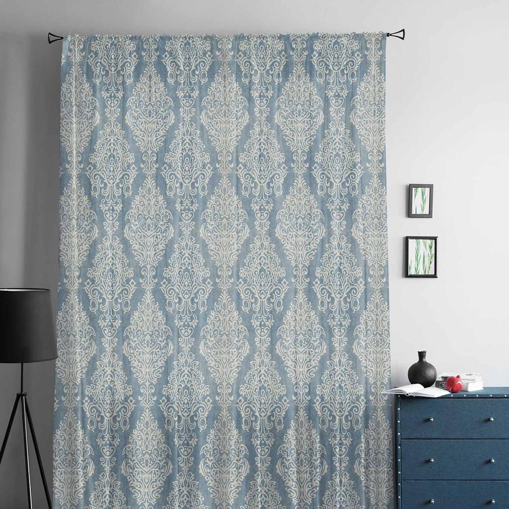 Retro Persisches Muster Floral Nahöstlichen Stil Fenster Tüll Vorhänge für Wohnzimmer Hotel Luxus Dekoration Transparente Vorhänge
