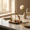 Tabletop Tissue Rack Walnut Wood Stainless Steel Napkin Holder Polished Metal Silver