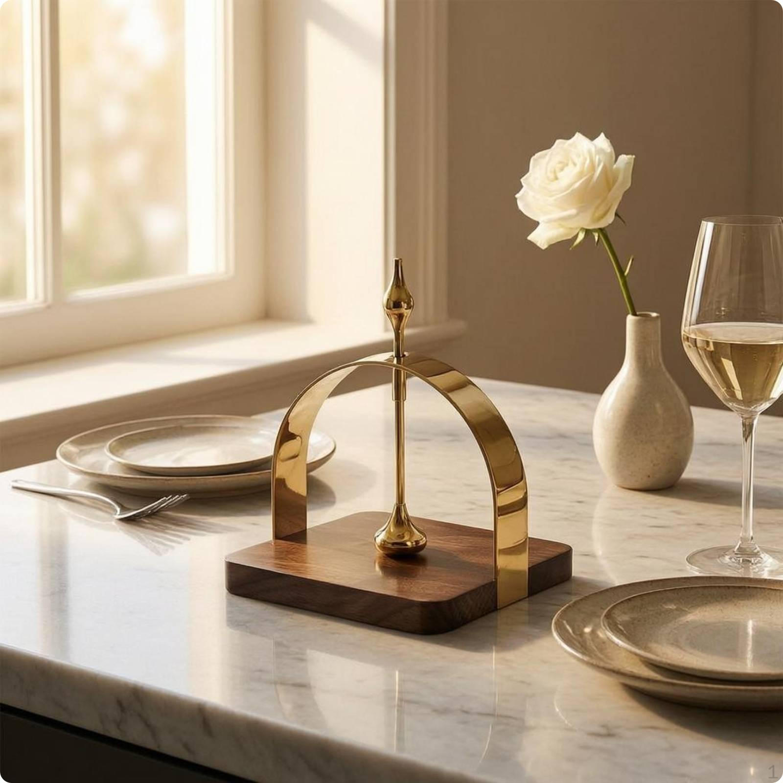Tabletop Tissue Rack Walnut Wood Stainless