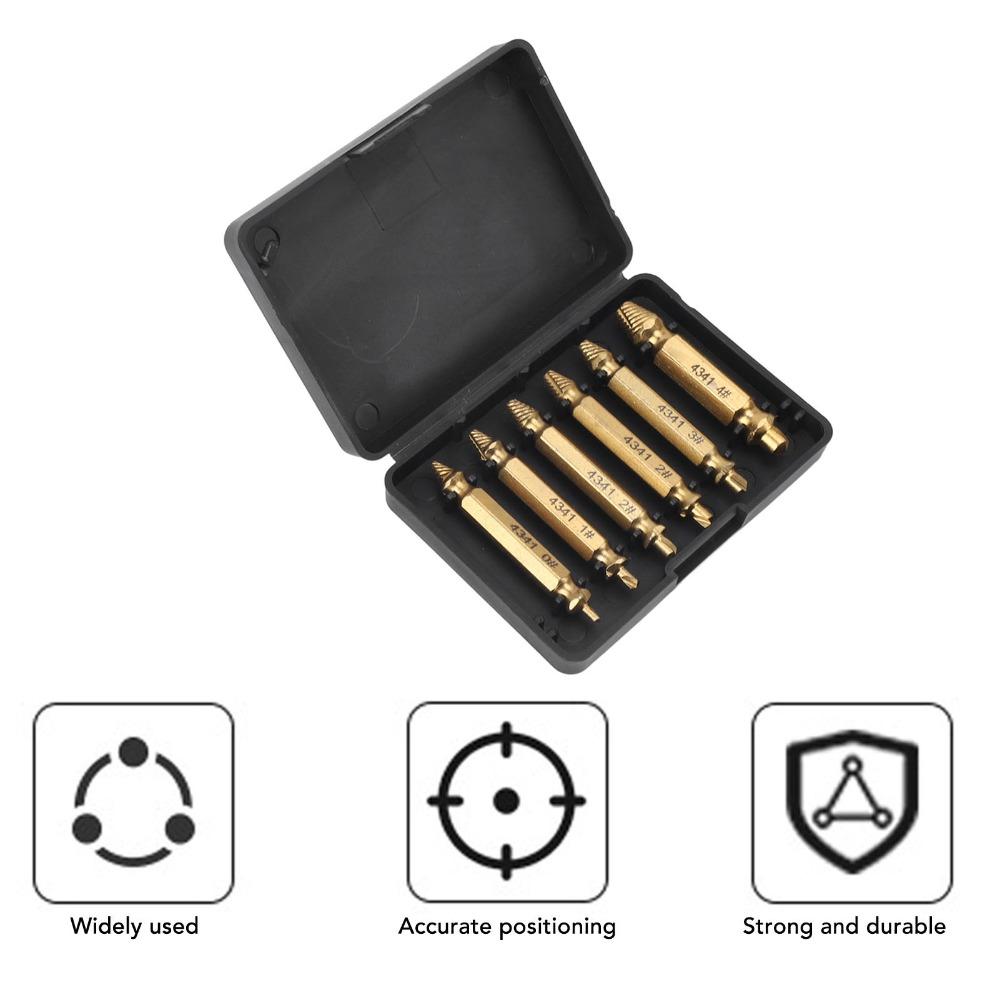 6pcs Drill Bit Screw Extractor Set HSS 4341 Stripped Screw Removal Tool For Stripped Screws