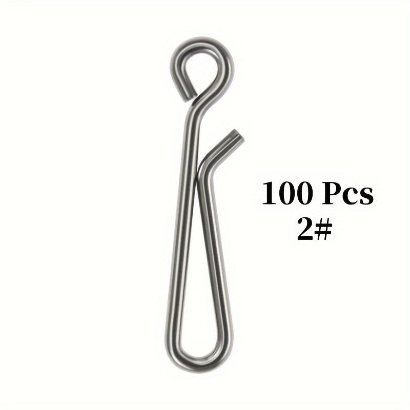 100pcs Silvery Stainless Steel Sea Fishing Lure Hanging Pin, Quick Connector Hook, Fishing Gear Buckle