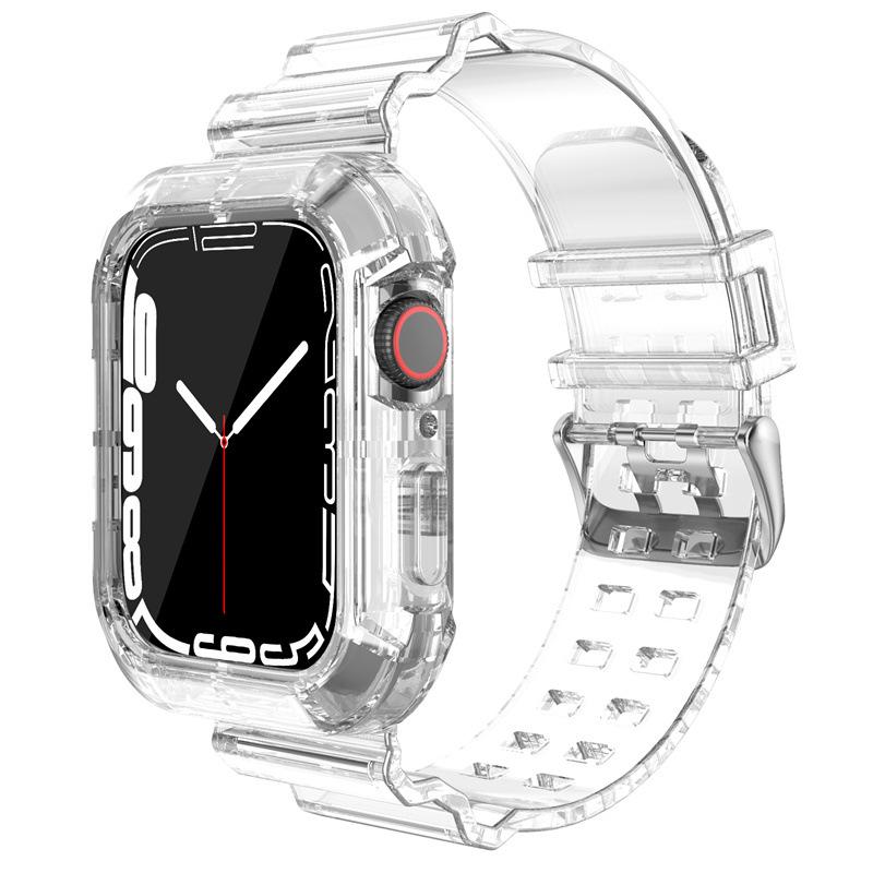 Transparent Glacier Replacement Strap with Integrated Protective Case for Apple Watch Series 7/SE/6