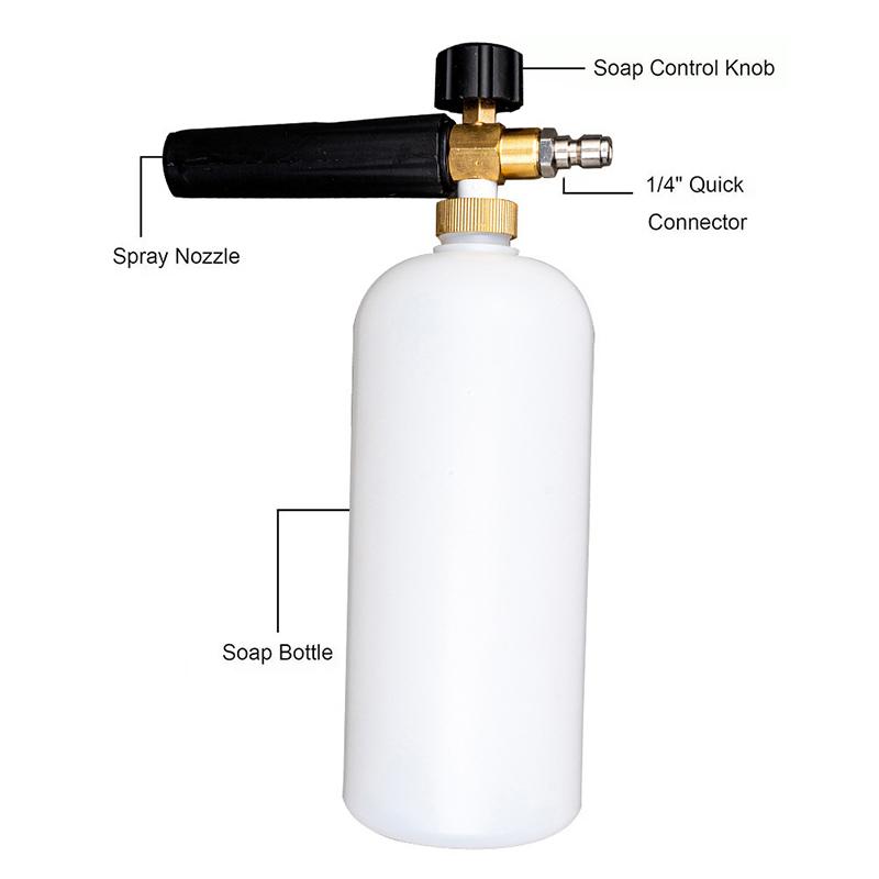Adjustable Car Wash Foam Gun 1L Capacity 1/4 Quick Connector High Pressure for Personal Auto Care Use