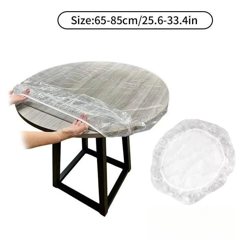 

PVC Fitted Round Elastic Tablecloth Transparent Waterproof Oil-Proof Table Cover Protector Cloth Home Dinning Party Table Cover