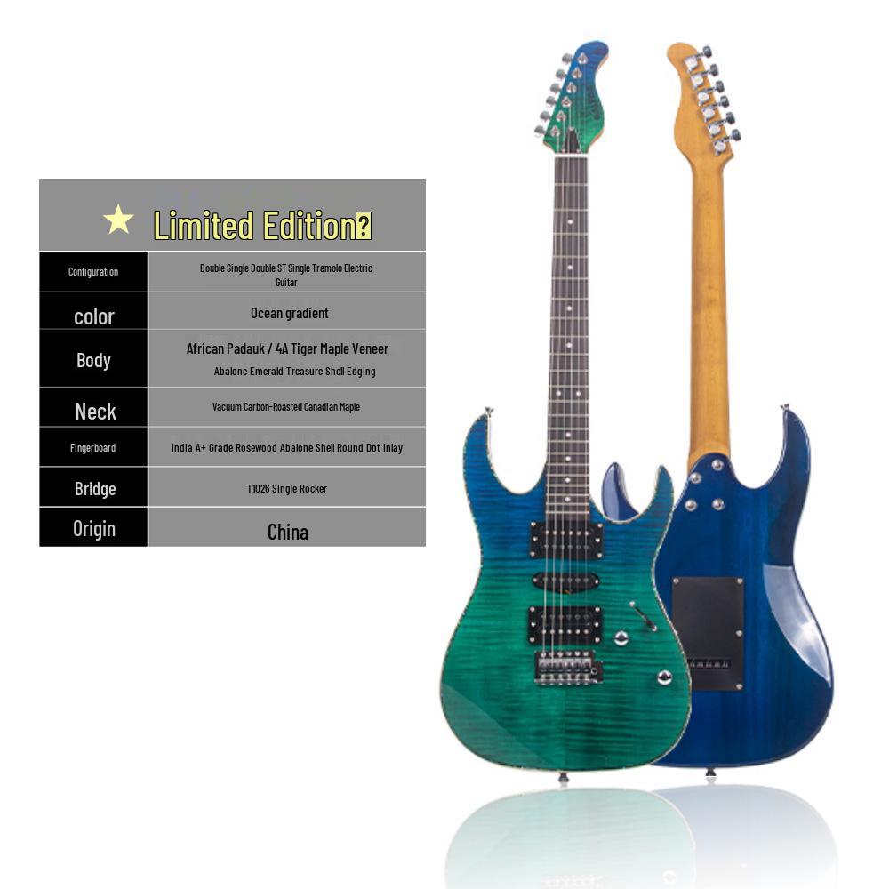 Entry-Level Rock Electric Guitar with Solid Wood & Carbonized Neck