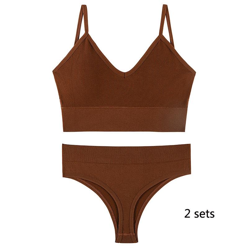 Underwear Set Lingerie Female Sexy Halter Beauty Tank Top Thin Section French Triangle Cup Without Steel Ring Gathered Bra Set