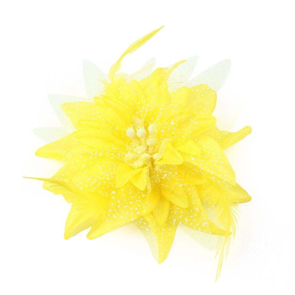 Fashion Brooch Feathers Hair Clip Flower Beads Bridal Hairpin Headdress Corsage Feather Hairband for Ladies Children's