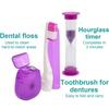 Orthodontic Dental Care Brush Kit Teeth Cleaning Braces Toothbrush with Interdental Brush Floss Thread Ortho Wax Travel Kit (Blue)