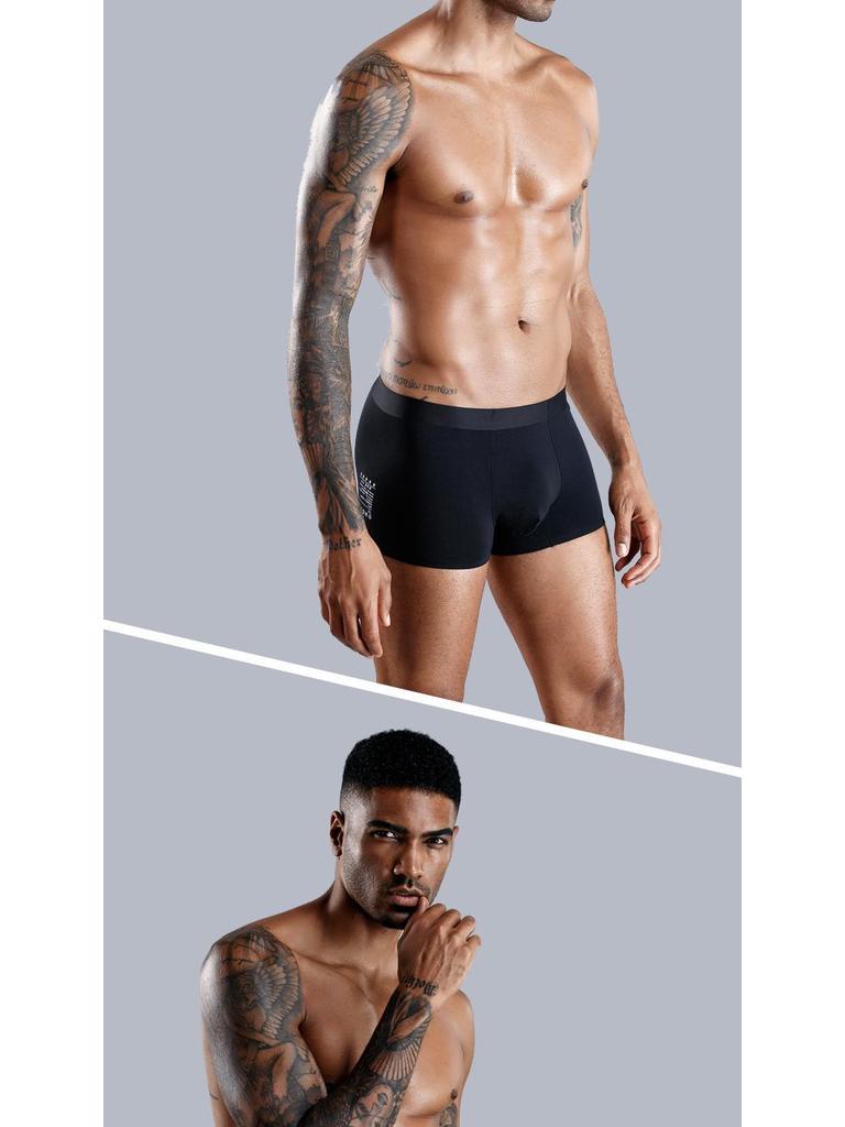 60 Modal Ice Silk Breathable Antibacterial Men's Boxer Briefs with Mulberry Silk Crotch and U-Shaped Pouch