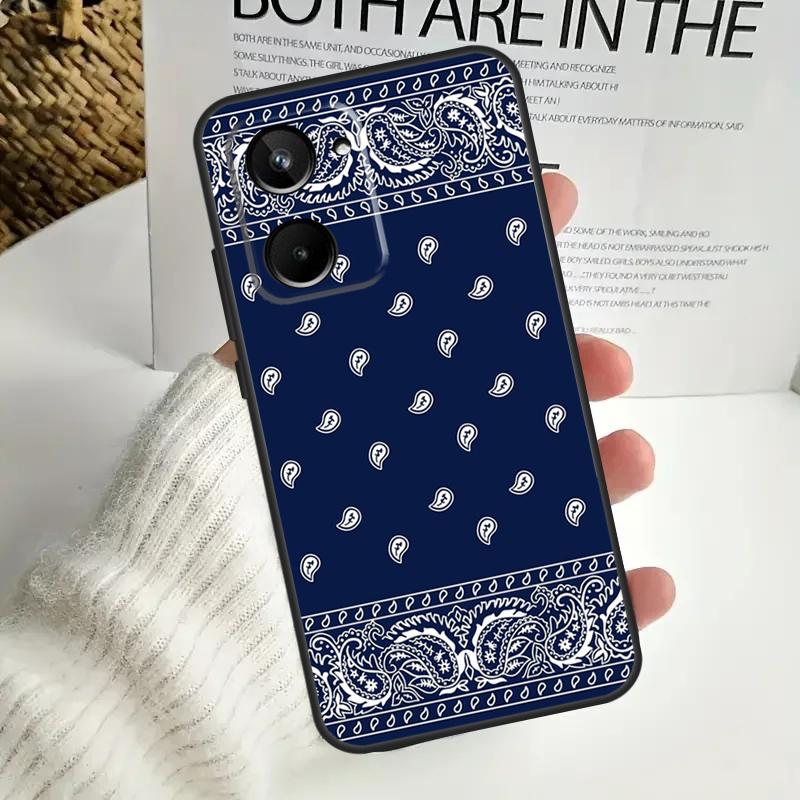Black Bandana Paisley For Realme 15 10 11 12 13 14 Pro Plus C65 C67 C63 C61 C55 C51 C53 C35 C75 GT6 GT7 Pro Case
