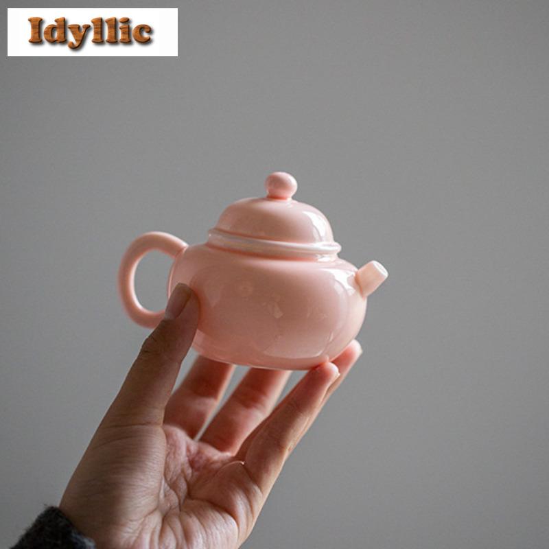 115ml Pink Jade Porcelain Teapot Boutique Tea Infuser Pot Tea Maker Kettle With Filter Chinese Tea Teaset Supplies Decoration