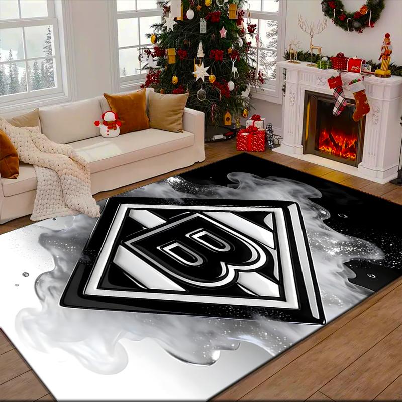 1PC Green Black Borussia Rug Game Carpet, Floor Mat for Bedroom Living Room Entryway Rug, Home Decor Idea Gift for Christmas birthday