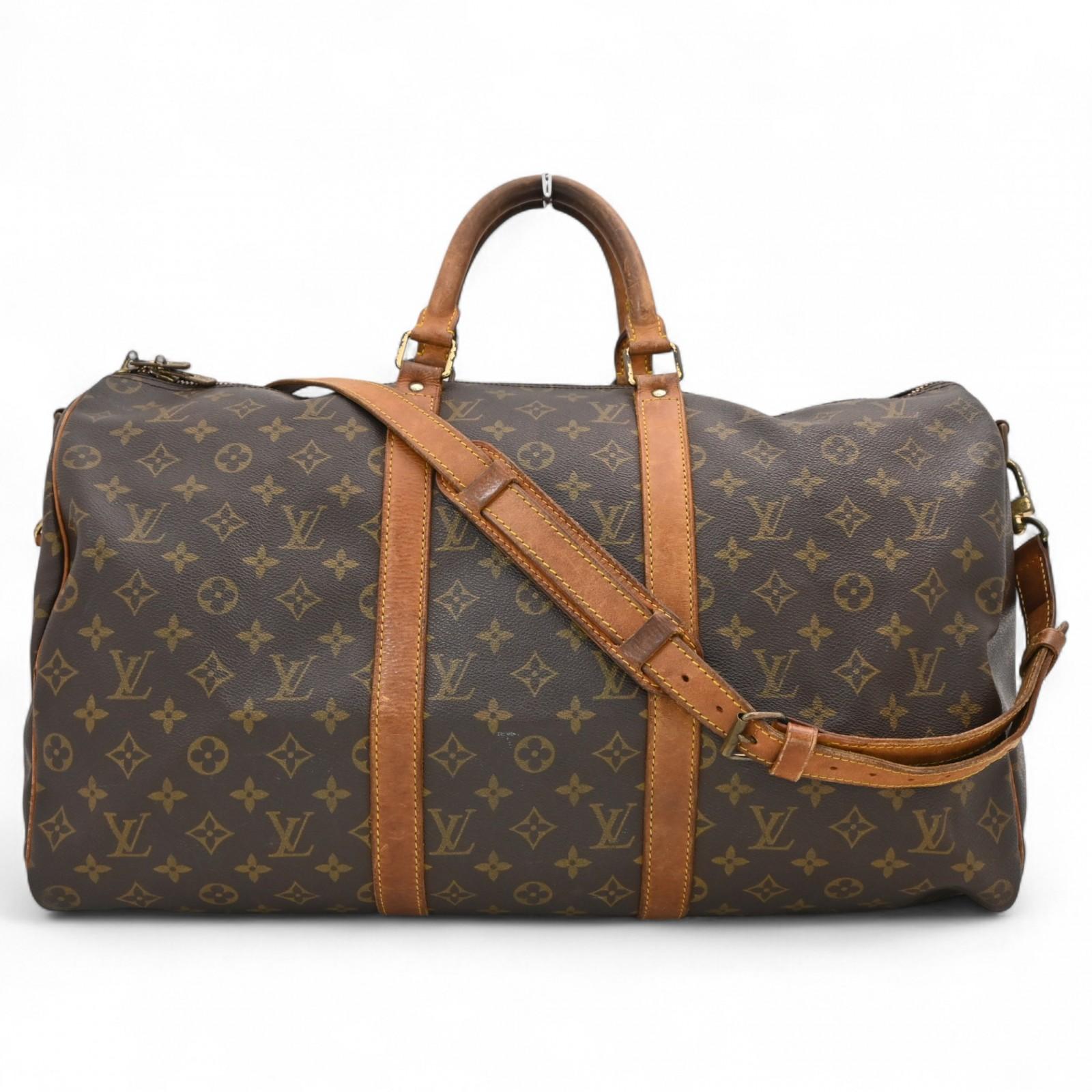 

Оригінал LOUIS VUITTON Монограмний Keepall Bandouliere 50 Бостонська дорожня сумка з ПВХ канви M41416 lv4537vd