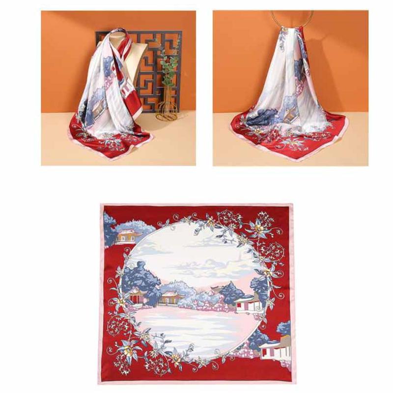 68*68cm 100% Mulberry Silk Scarf Luxury Printed Square Shawl Elegant Lightweight Soft Summer Fashion Accessory Women