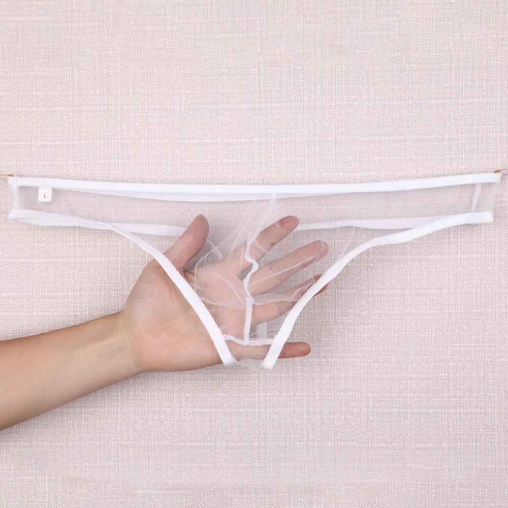 Pánské kalhotky s nízkým pasem Mesh Pouch Průhledná tanga