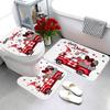 Likiyol Valentines Day Shower Curtain Sets with Rugs, Red Truck Gnome Valentines Bathroom Sets with Shower Curtain and Rugs, Buffalo Plaid Love Heart