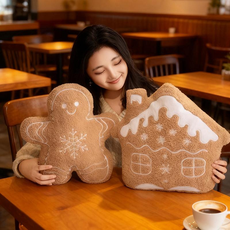 Christmas Gingerbread Man Series Plush Snowflake Brown Festive Decorations Doll Kawaii Toy Soft Pillow Cushion Gift For Children