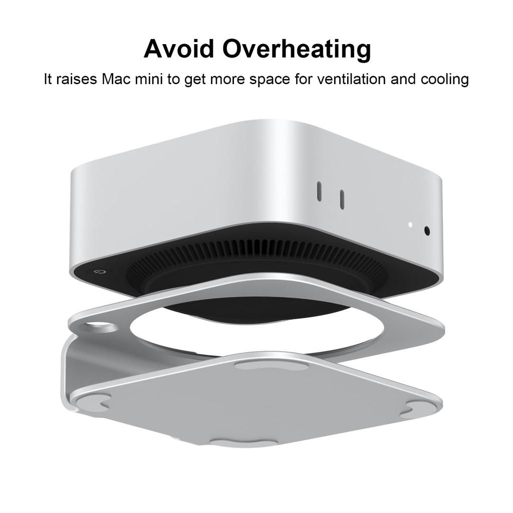 Qwiizlab Aluminum Stand for Mac Mini M4 M4 Pro Durable and Sturdy 2024, Scratch-Resistant, Anti-Slip, Overheating-Resistant, (Silver)