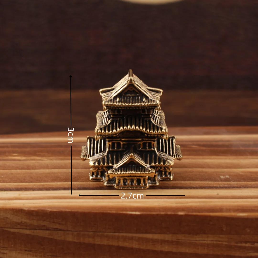 Retro Brass Chinese Ancient Architecture Miniature Model Micro Landscape Rockery Ancient Pavilion Bonsai Fishtank Ornament Decor