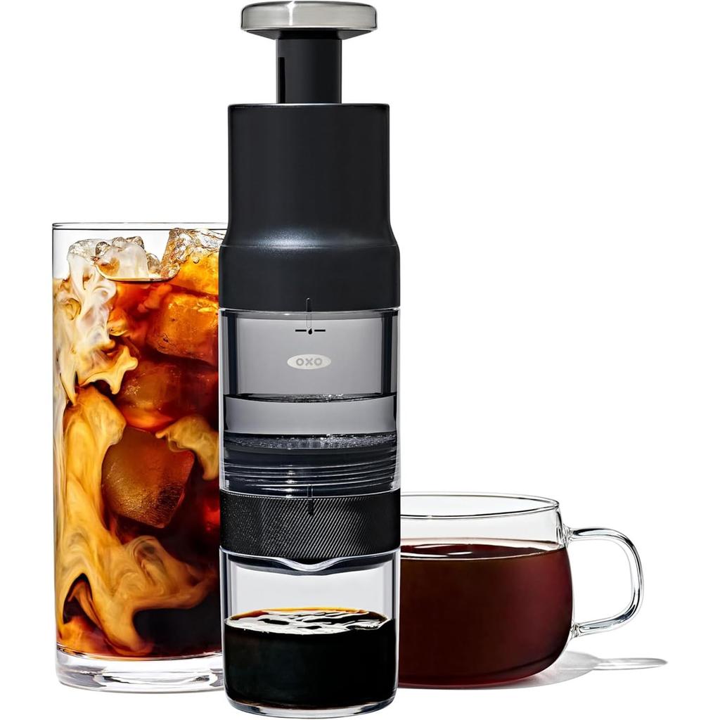 OXO Quick Concentrated Coffee Maker, Cold Brew Coffee Bottle, Lightweight and Portable, Makes 4 Cups In 5 Minutes