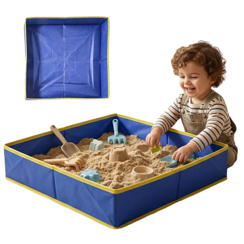 Sandbox, indoor sandbox, home sand play, foldable for easy storage, sand tray, toy, sand play, park play, washable, compatible with creative sand,