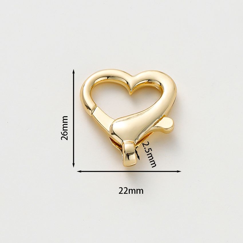 4pcs/bag 14K 18K Gold Color Plated Heart Shape Lobster Clasps Necklace Chain Connectors For DIY Jewelry Crafts Making Accessorie