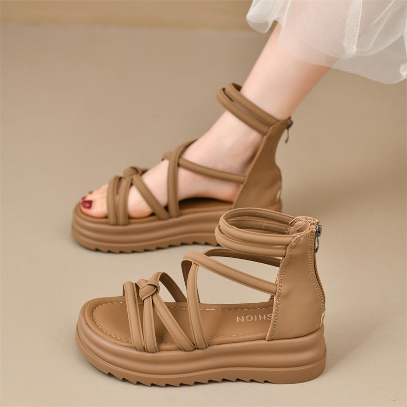 Platform Sandals Women's New Summer Fashion Versatile Design Sense Niche Temperament One-word Shoes