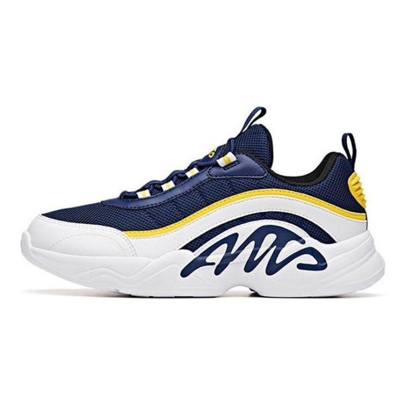 Anta Kids teen low-top breathable running shoes white-blue-yellow A31048829-4 36